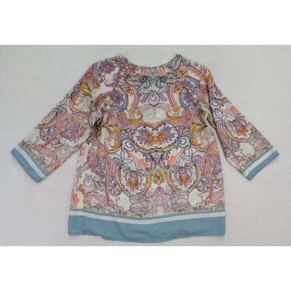 Rose & Thyme Women's Top Size M 3/4 Sleeve Silky Textured Boho Peasant - Picture 13 of 13